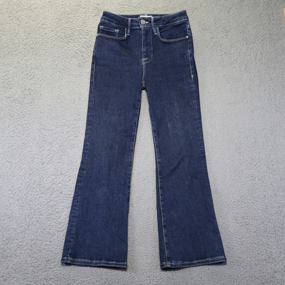 FRAME Le One Crop Mini Boot Jeans Dark Wash Indigo High Rise Size 1